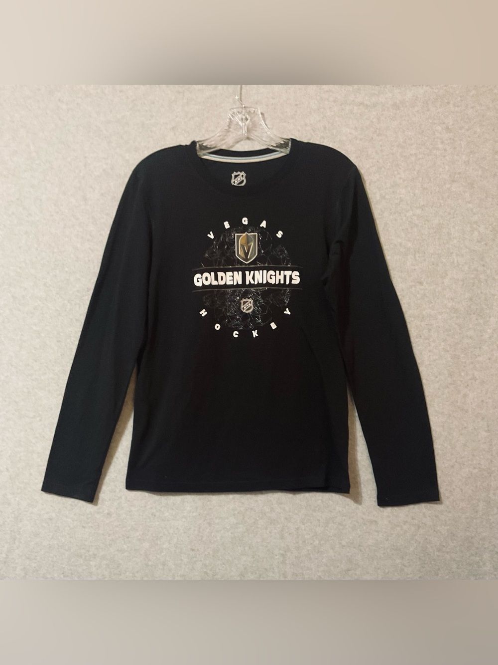 NHL Vegas Golden Knights Black Long Sleeve Tee for kids Sz L